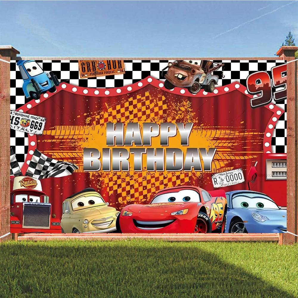 Lighting Mcqueen Birthday Decor - Movie CarsParty Decorations Backdrop Children's Theme