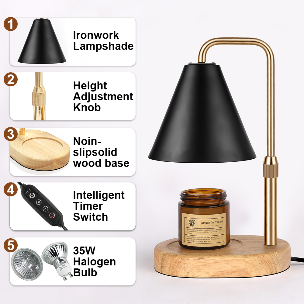 Lighting Decor Living Room - Black Candle Warmer Lamp with Timer