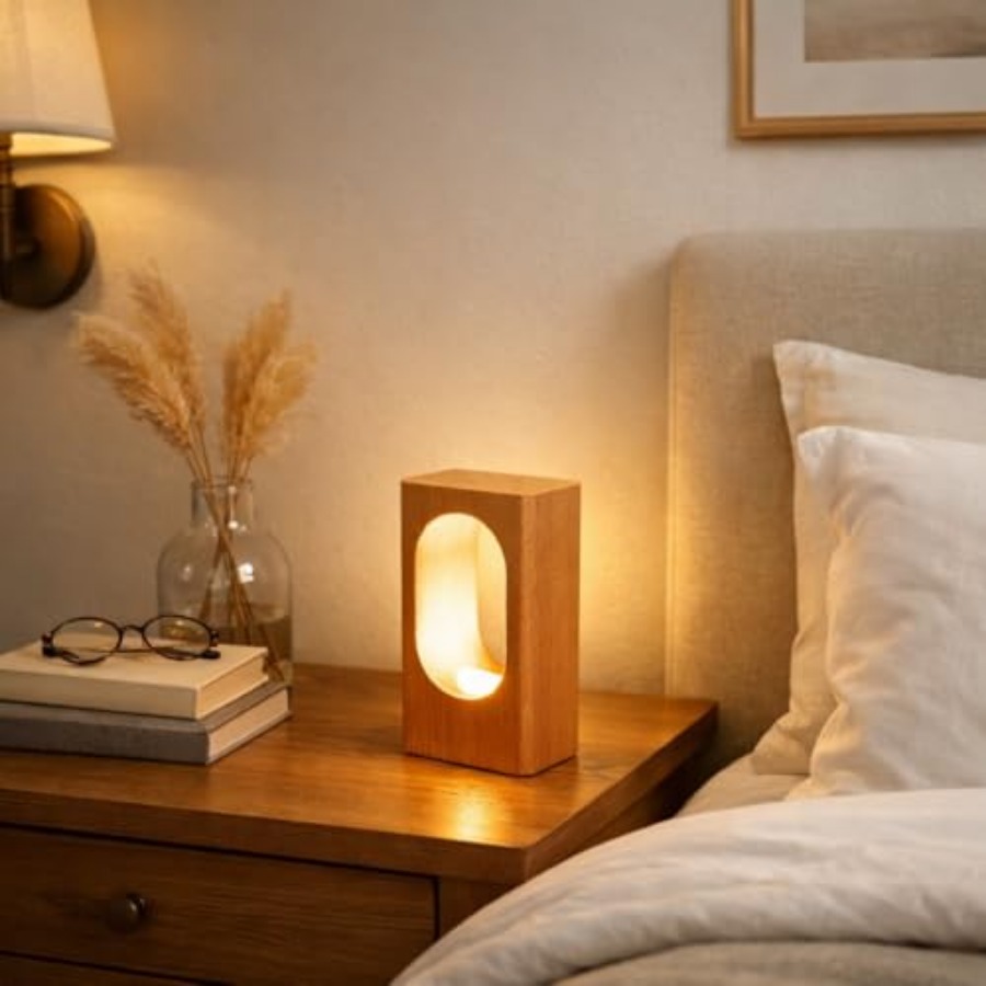 Lightings Decoration - LED Wood Desk Lamp, Bedroom Bedside