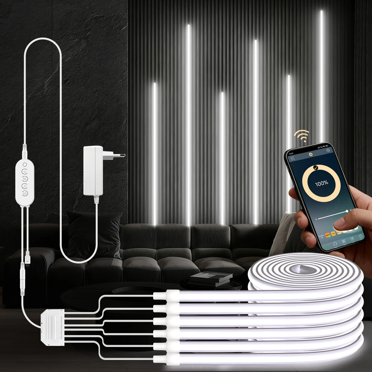 Foyer Lighting Wall Decor - DC24V 2-6PCS COB Neon Rope Light