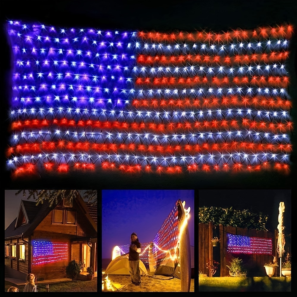 Lighting Christmas Decor - American Flag Net Light, 420 LED