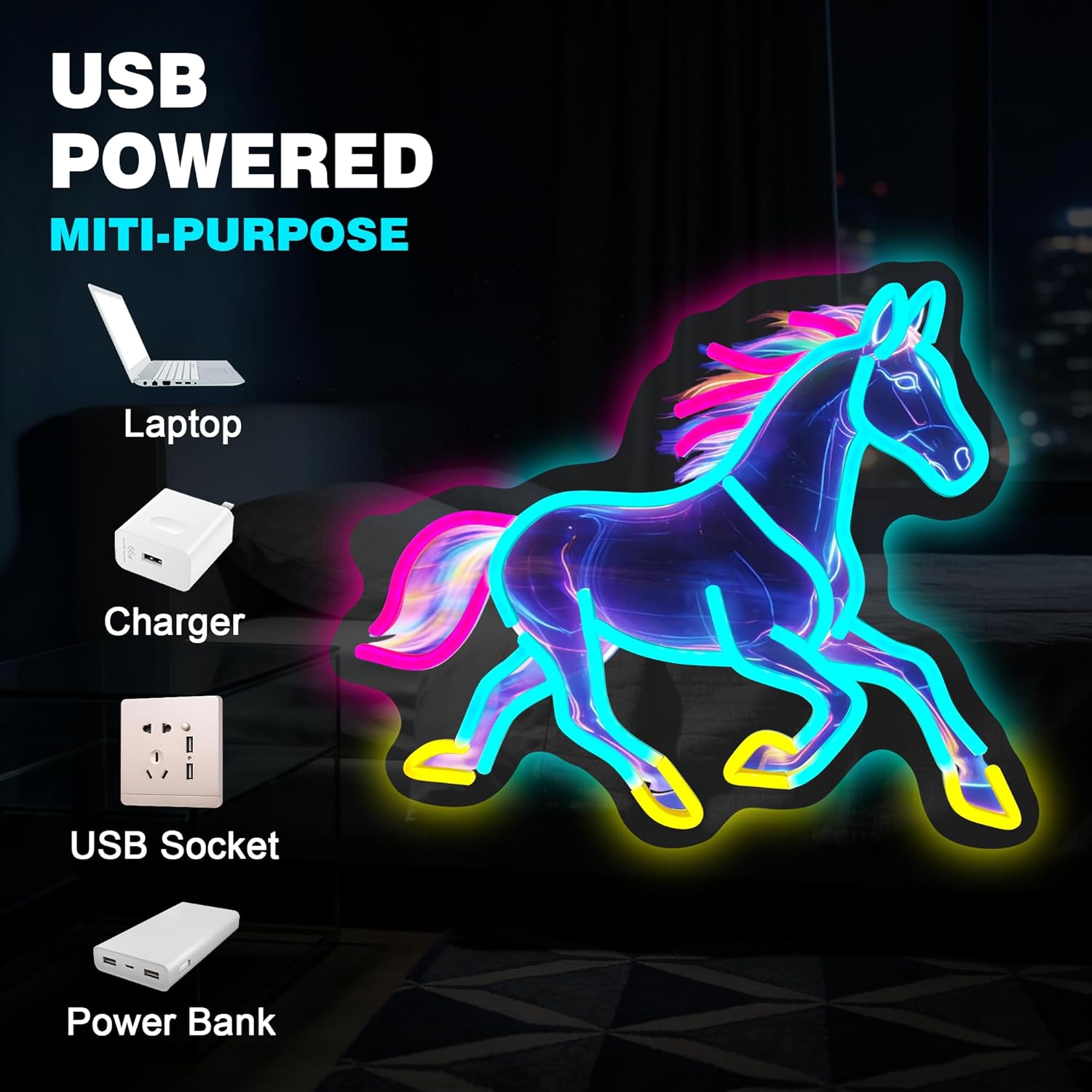 Horse Night Light Neon Sign De - Room Decor Lighting Lamp review and price