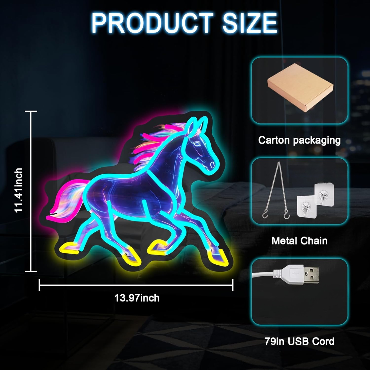 Horse Night Light Neon Sign De - Room Decor Lighting Lamp review and price