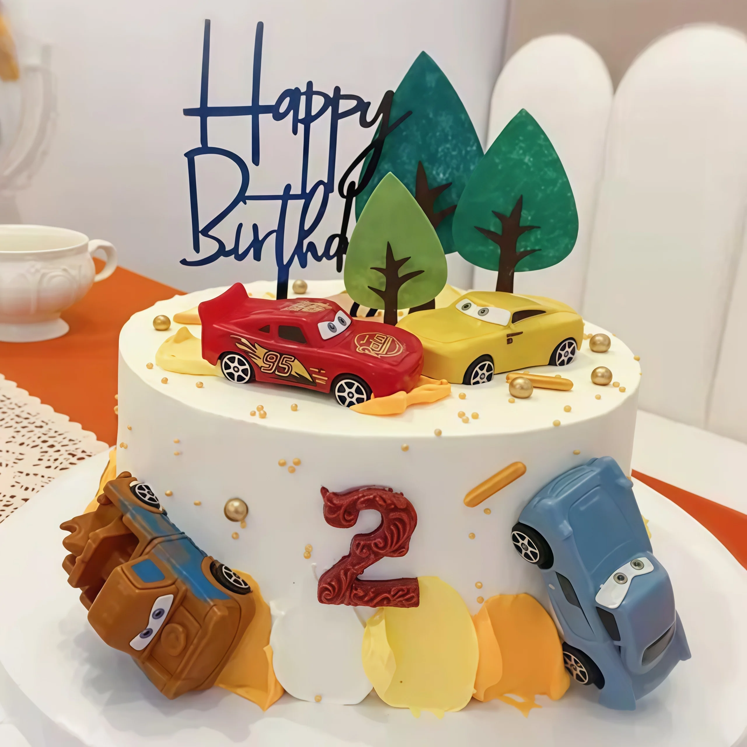 4pcs Lightning Cars Happy Birt - Lighting Mcqueen Birthday Decor review and price