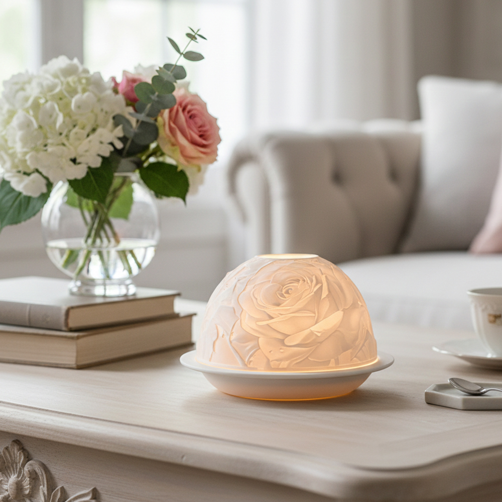 Elegant Rose Porcelain Candle  - Lighting Decor Living Room review and price