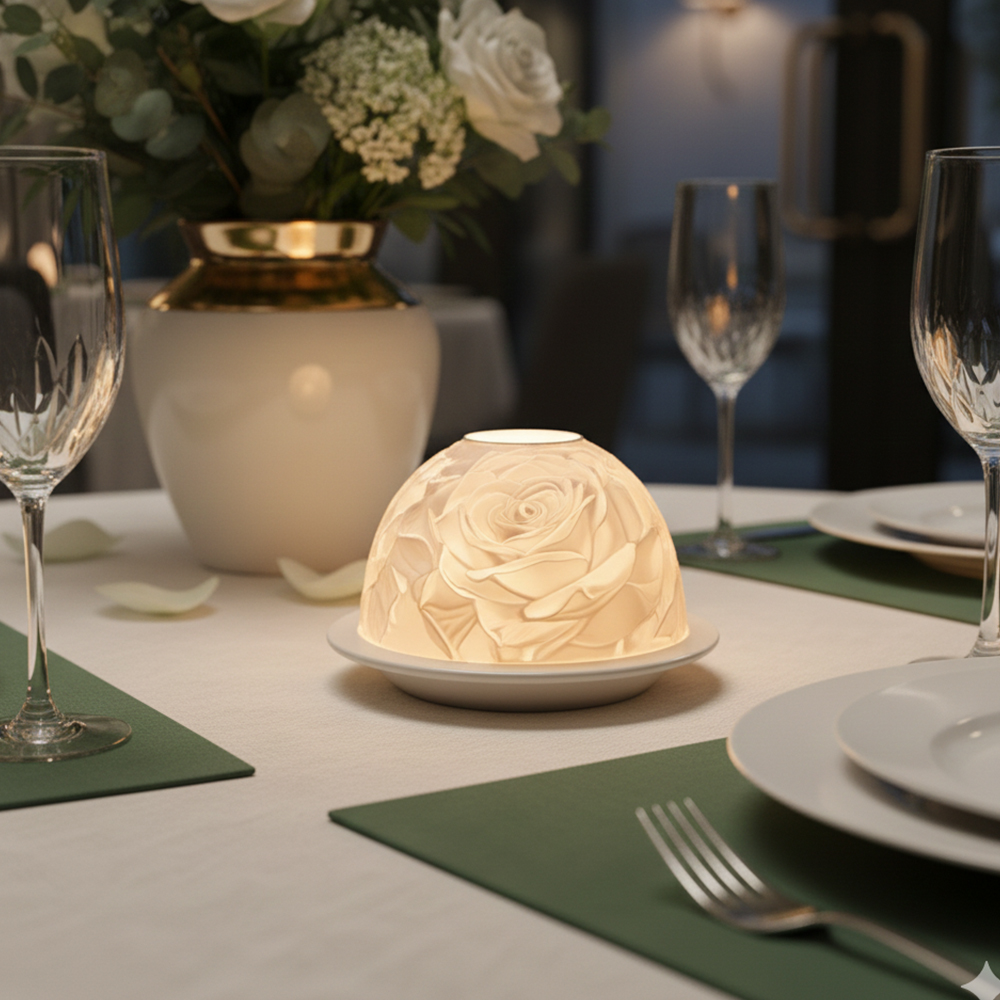 Elegant Rose Porcelain Candle  - Lighting Decor Living Room review and price