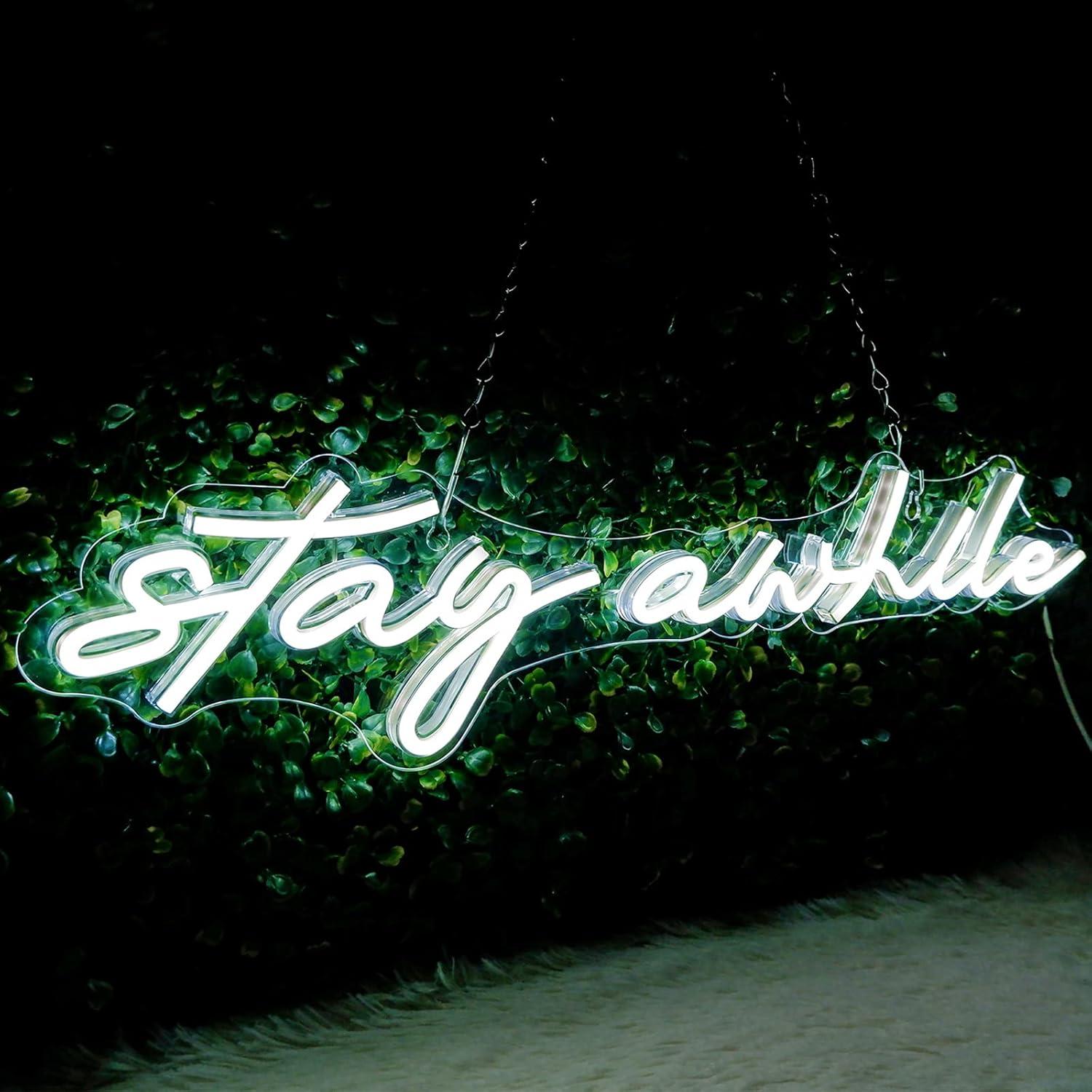 Stay Awhile Neon Signs USB Dim - Lighting Decor In Room review and price