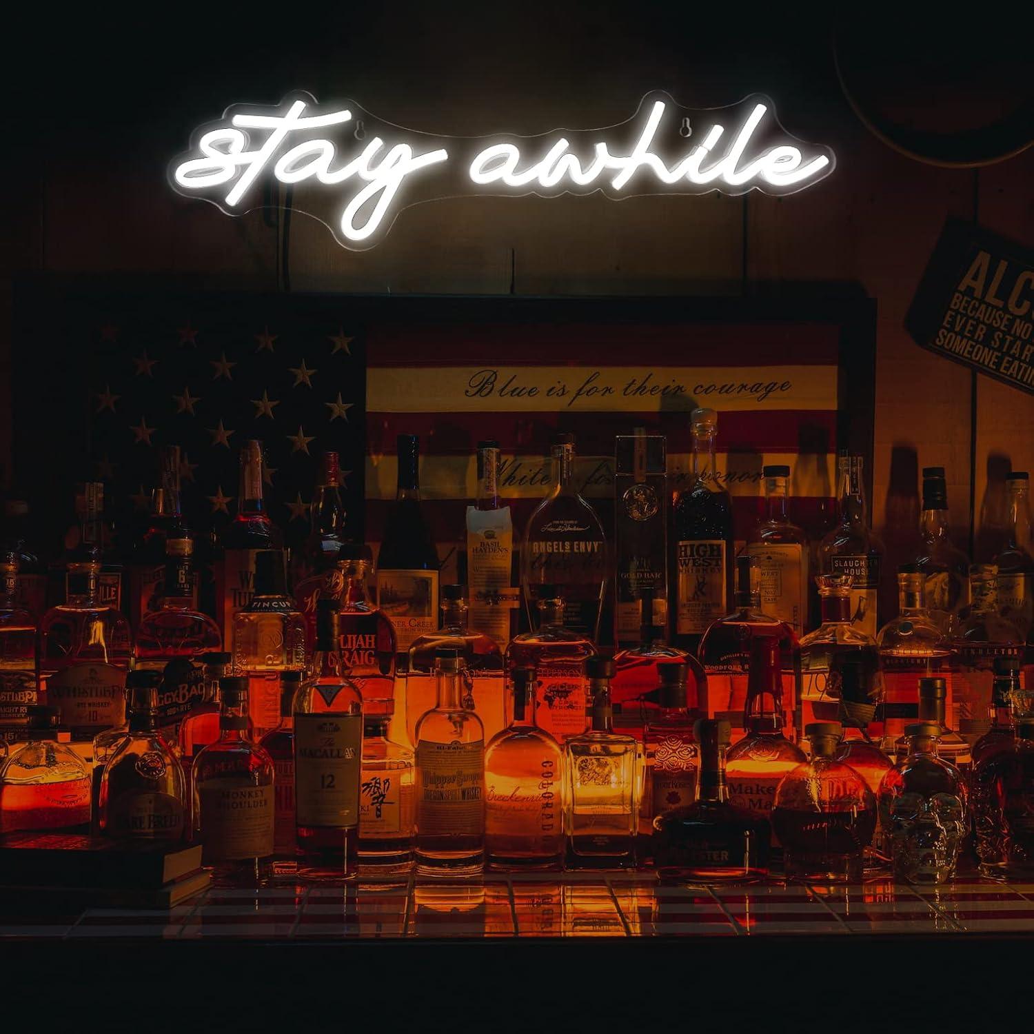 Stay Awhile Neon Signs USB Dim - Lighting Decor In Room review and price