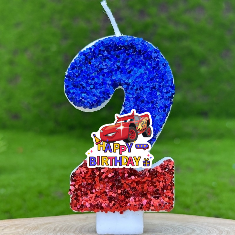 Cartoon Digital Red Candles Ca - Lighting Mcqueen Birthday Decor review and price