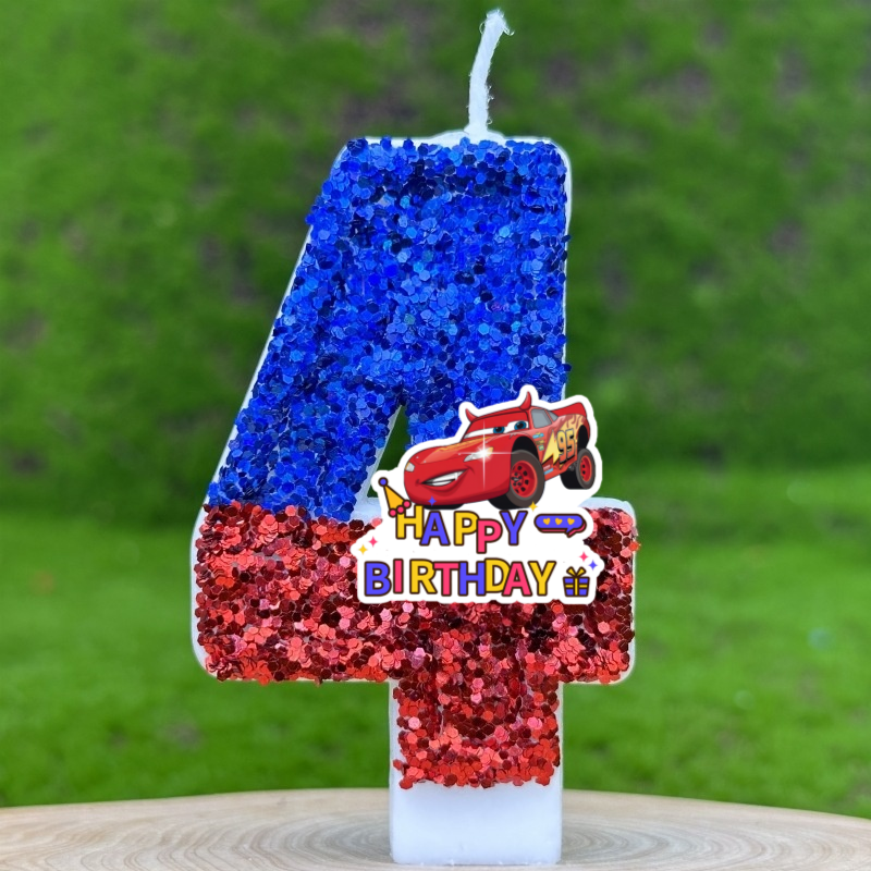 Cartoon Digital Red Candles Ca - Lighting Mcqueen Birthday Decor review and price