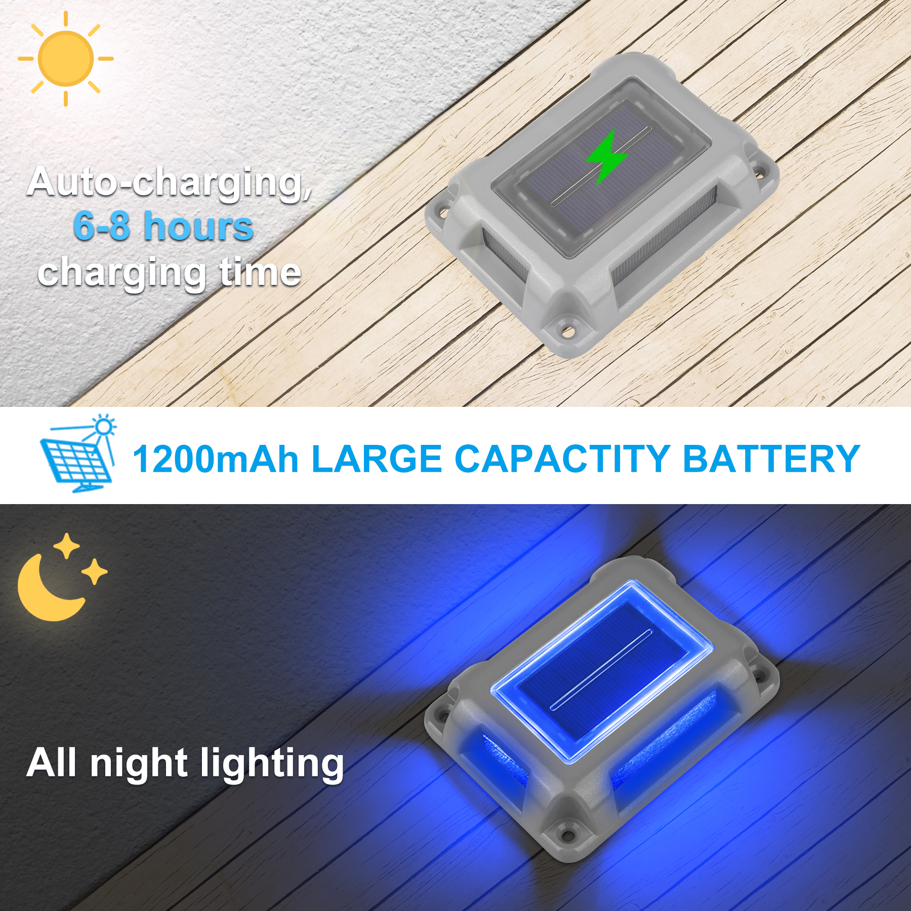 8PC Blue Light Solar Light Out - Lighting Decor Sunrise review and price