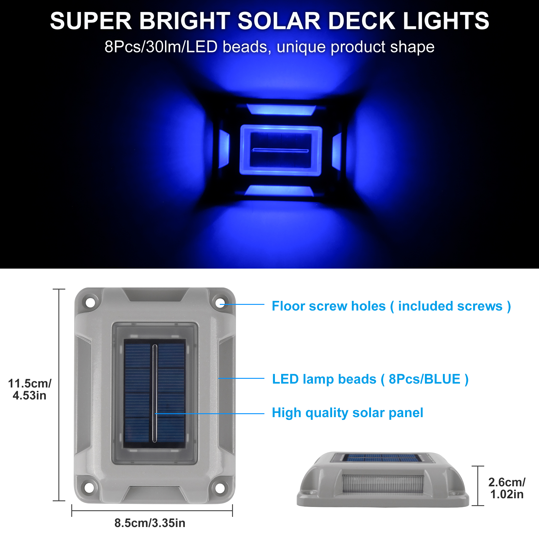 8PC Blue Light Solar Light Out - Lighting Decor Sunrise review and price