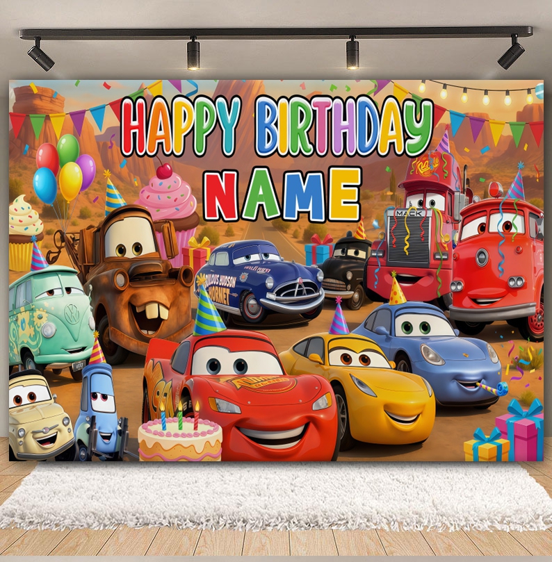 Disney Pixar Cars Custom Backd - Lighting Mcqueen Birthday Decor review and price