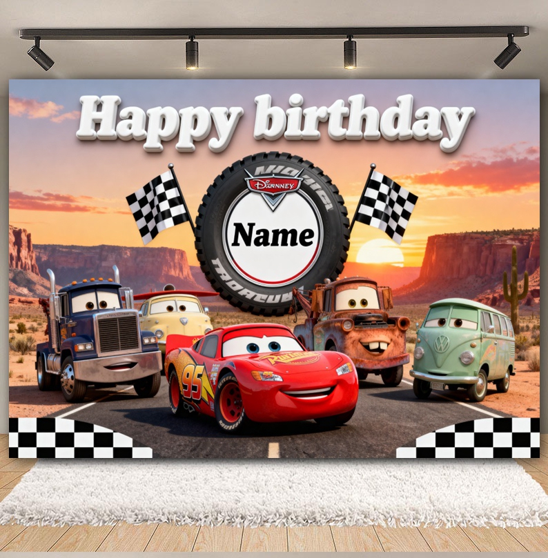 Disney Pixar Cars Custom Backd - Lighting Mcqueen Birthday Decor review and price