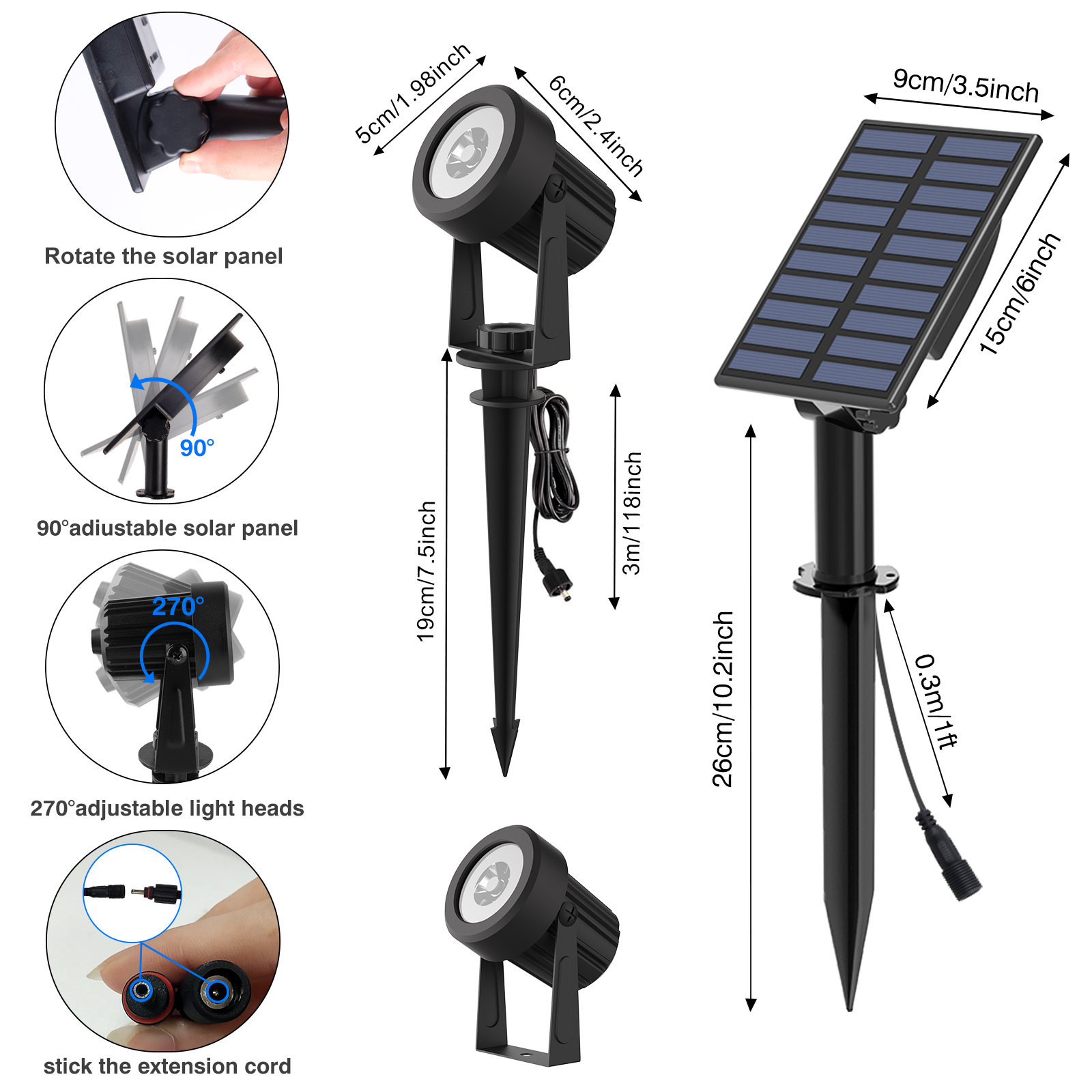 2PCS Super Bright Solar Spotli - Lighting Decor Sunrise review and price