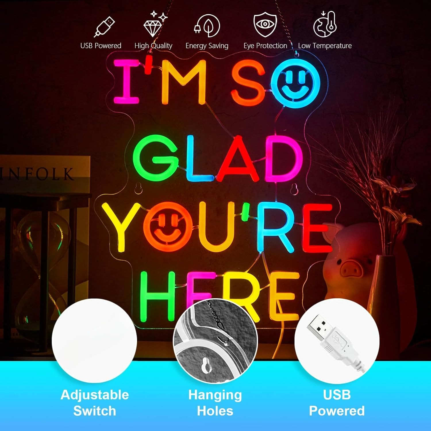  I'm So Glad You‘re Here Neon - Lighting Decor In Room review and price