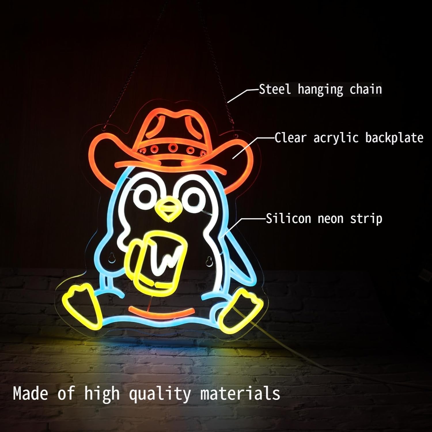 Penguin Neon Sign USB Powered  - Lighting Decor In Room review and price