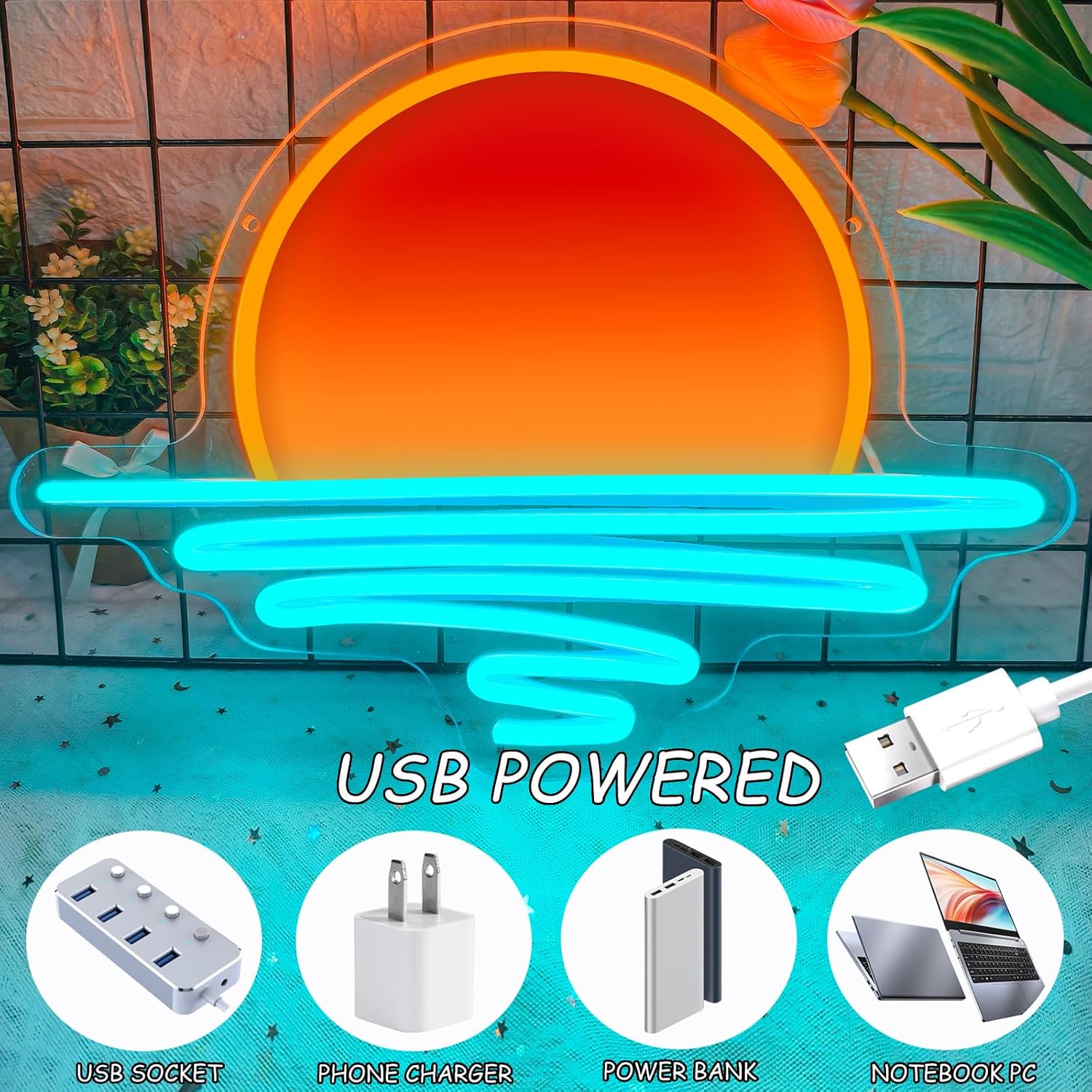 Sunrise Sunset Neon Sign USB P - Lighting Decor Sunrise review and price