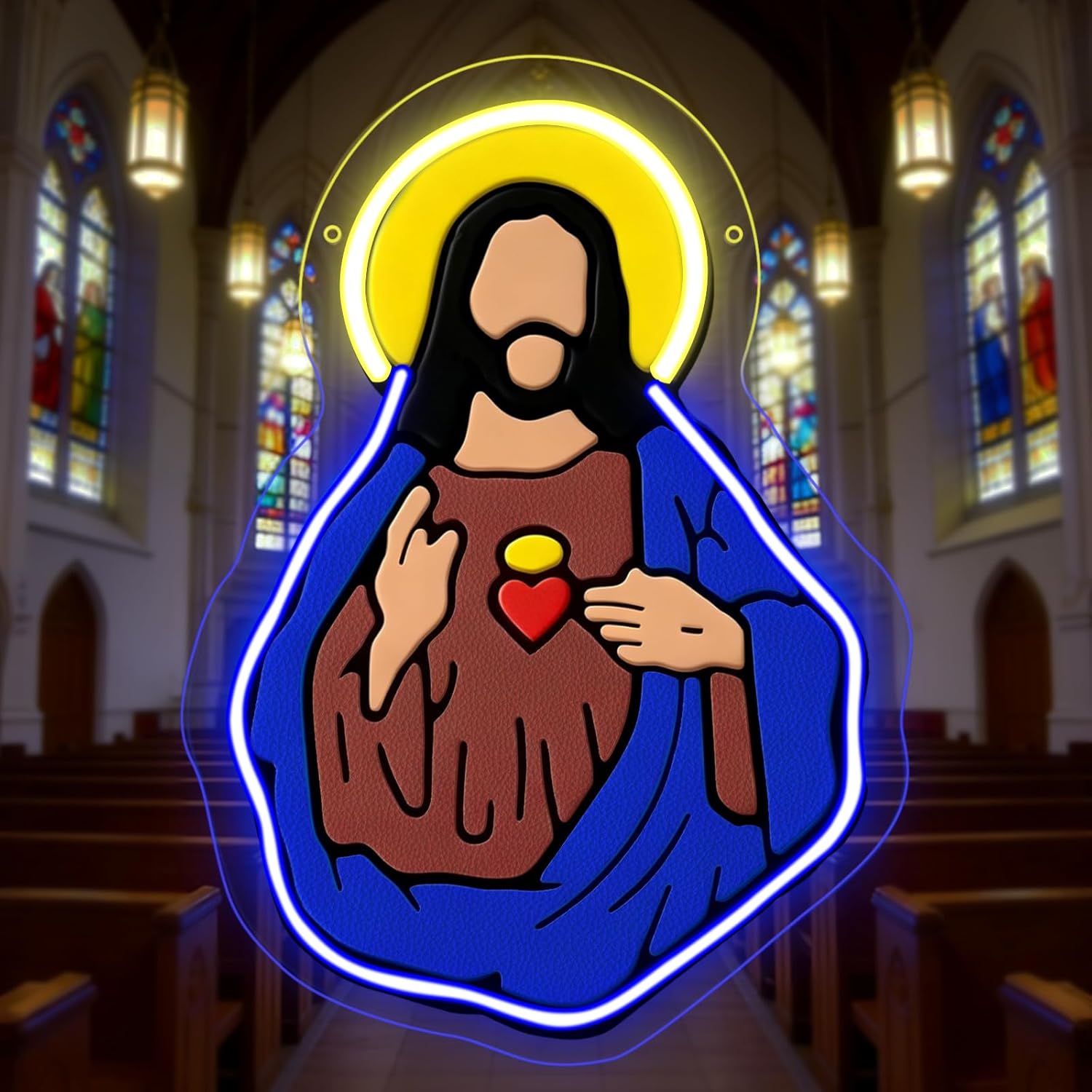 Sacred Heart of Jesus Neon Sig - Lighting Decor Wedding review and price