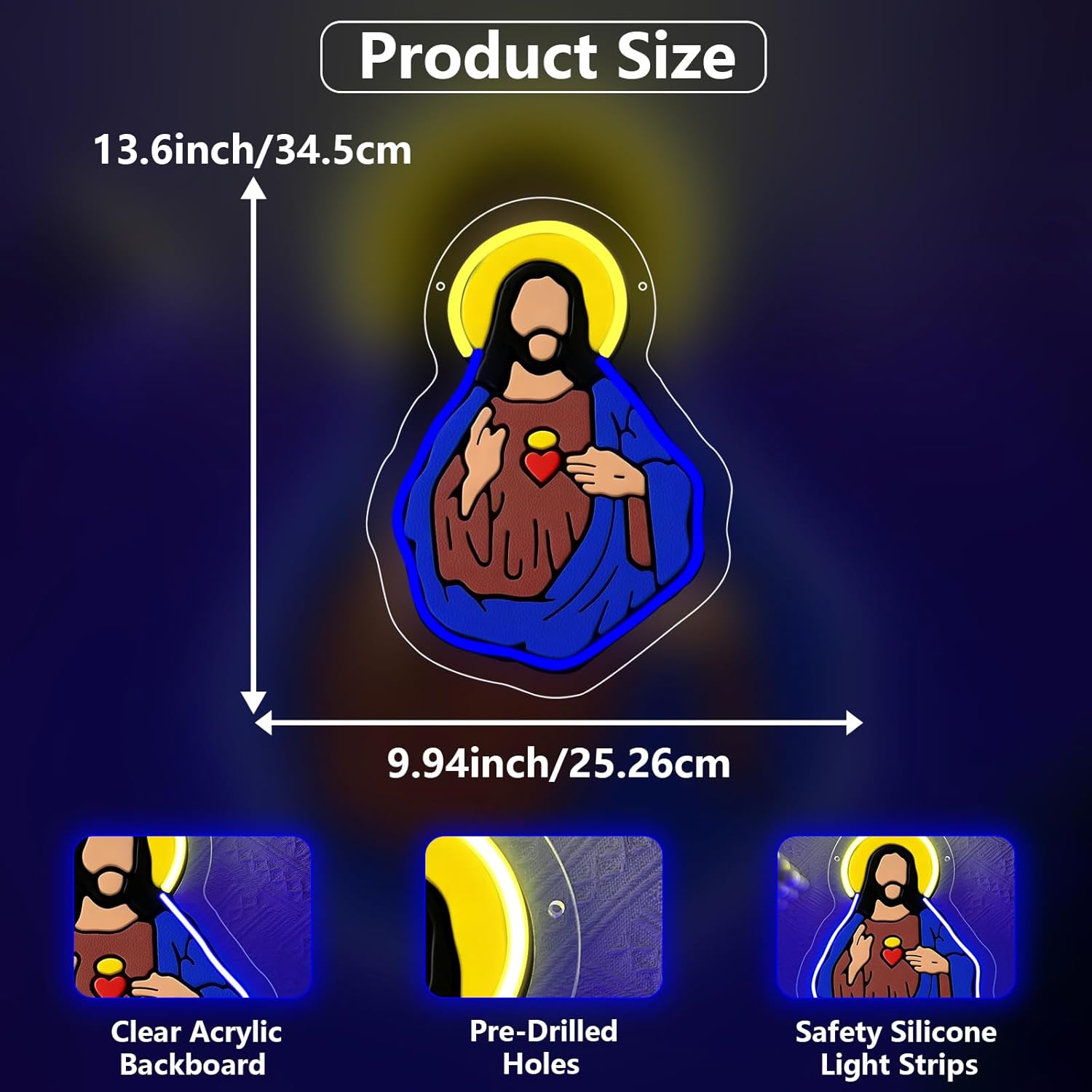 Sacred Heart of Jesus Neon Sig - Lighting Decor Wedding review and price