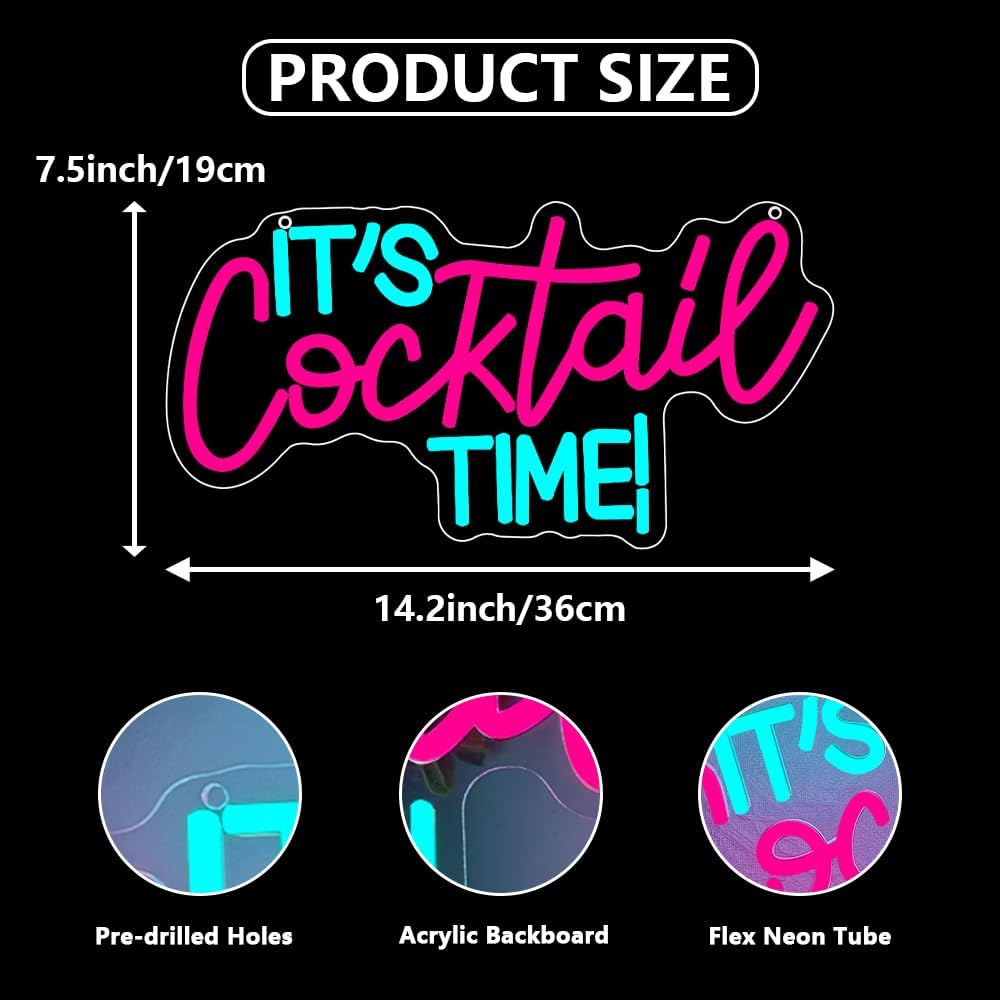 Cocktails Neon Sign USB Powere - Lighting Decor In Room review and price