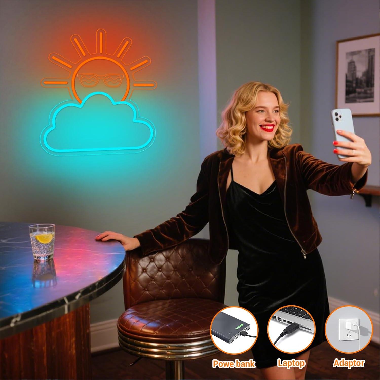 Sunrise Sunset Neon Sign USB P - Lighting Decor Living Room review and price