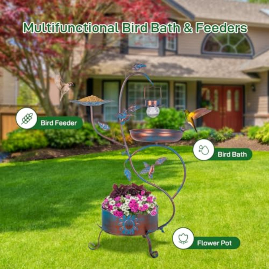 Outdoor metal bird bath with p - Lighting Decoration Outdoor review and price