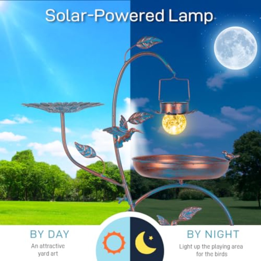 Outdoor metal bird bath with p - Lighting Decoration Outdoor review and price