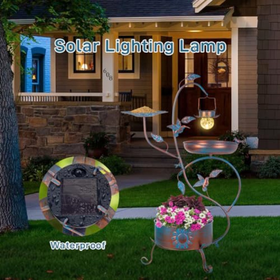 Outdoor metal bird bath with p - Lighting Decoration Outdoor review and price