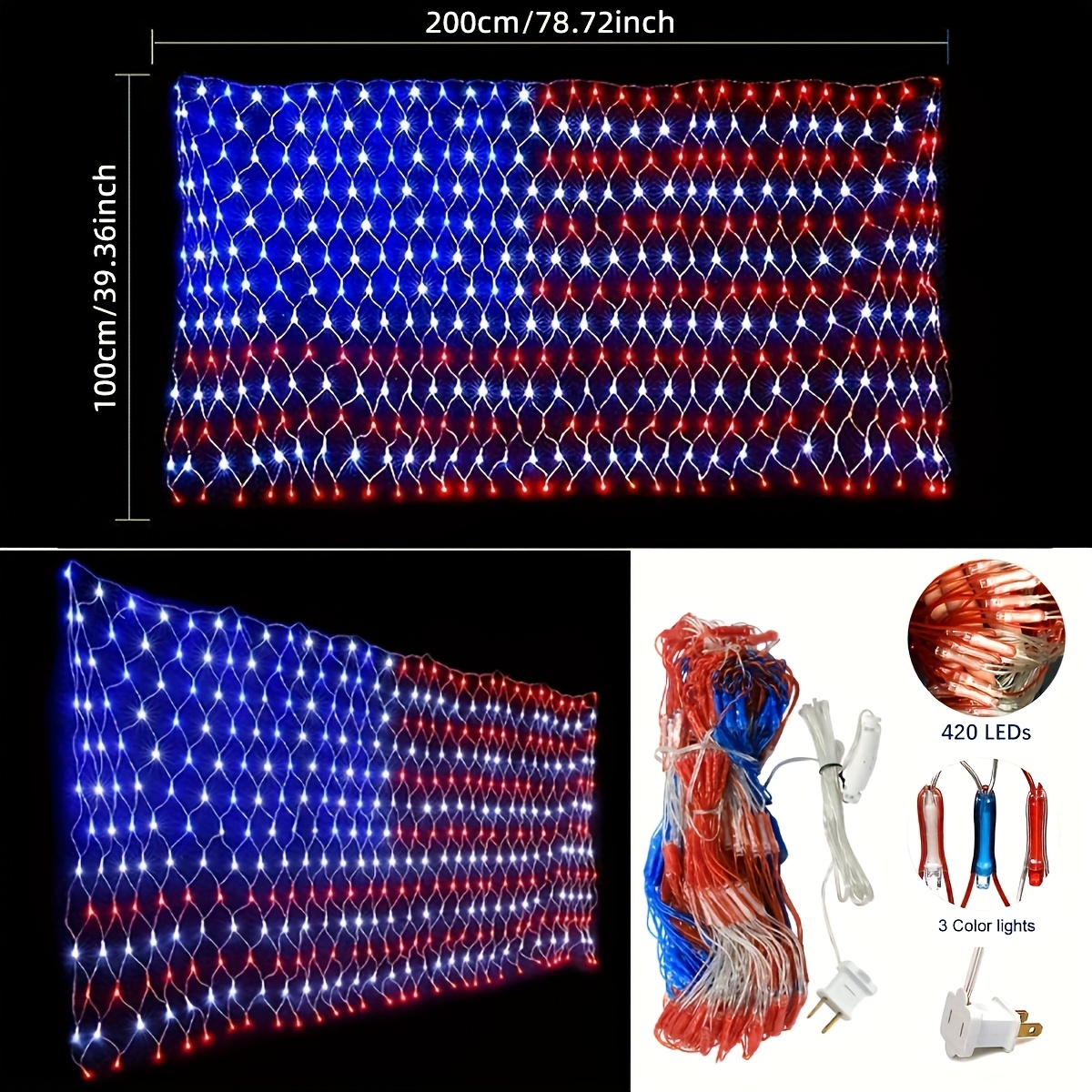 American Flag Net Light, 420 L - Lighting Christmas Decor review and price