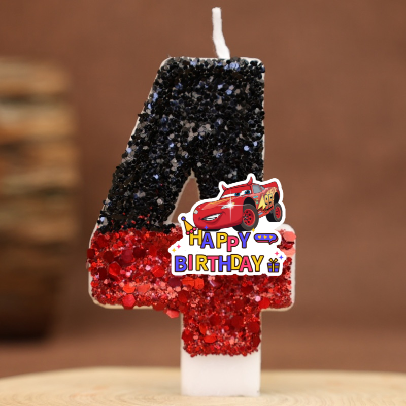 Cartoon Digital Red Candles Ca - Lighting Mcqueen Birthday Decor review and price