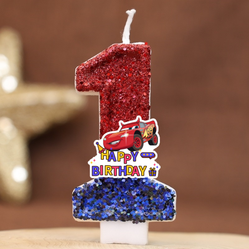 Cartoon Digital Red Candles Ca - Lighting Mcqueen Birthday Decor review and price