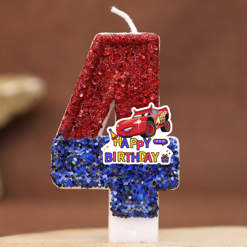 Cartoon Digital Red Candles Ca - Lighting Mcqueen Birthday Decor review and price