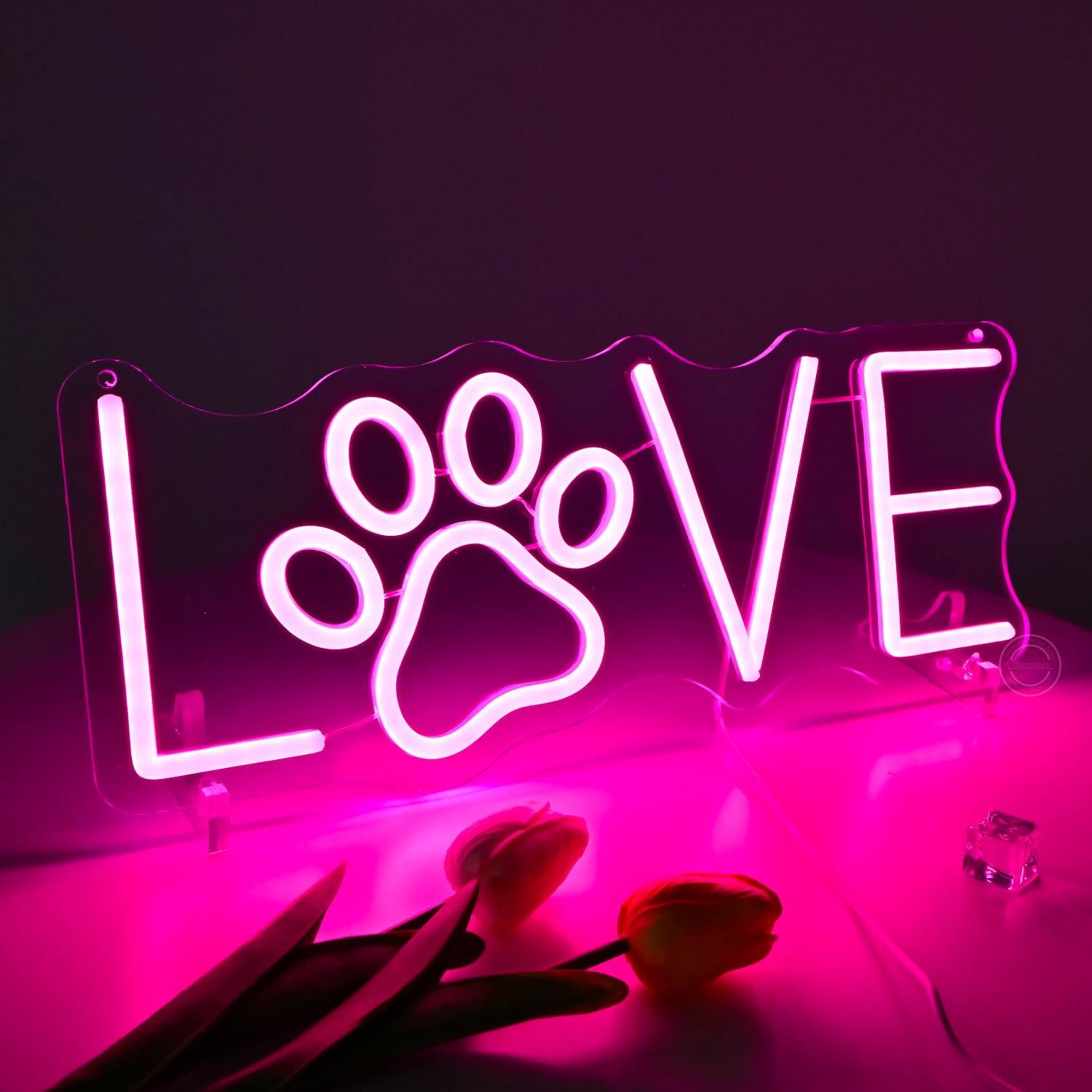 Love Paw Neon Sign USB Dimmabl - Lighting Decor Living Room review and price