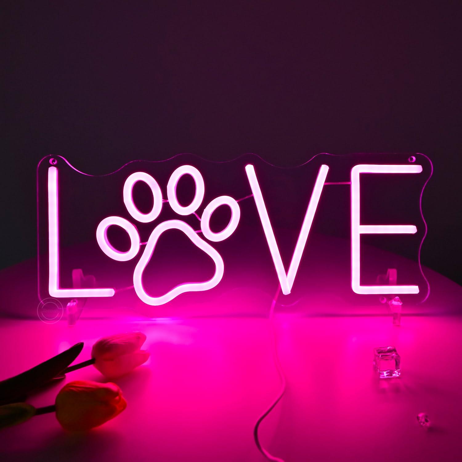 Love Paw Neon Sign USB Dimmabl - Lighting Decor Living Room review and price