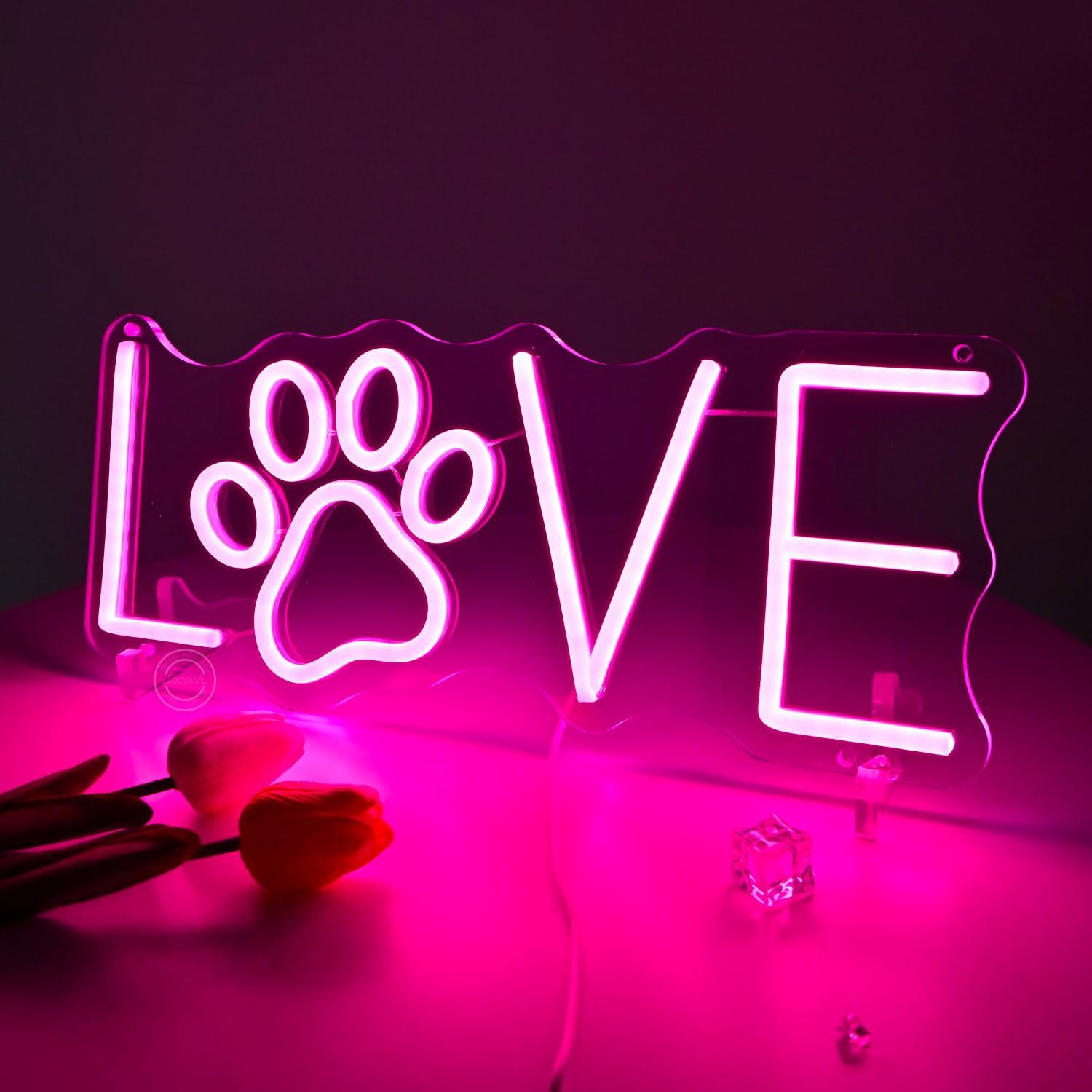 Love Paw Neon Sign USB Dimmabl - Lighting Decor Living Room review and price