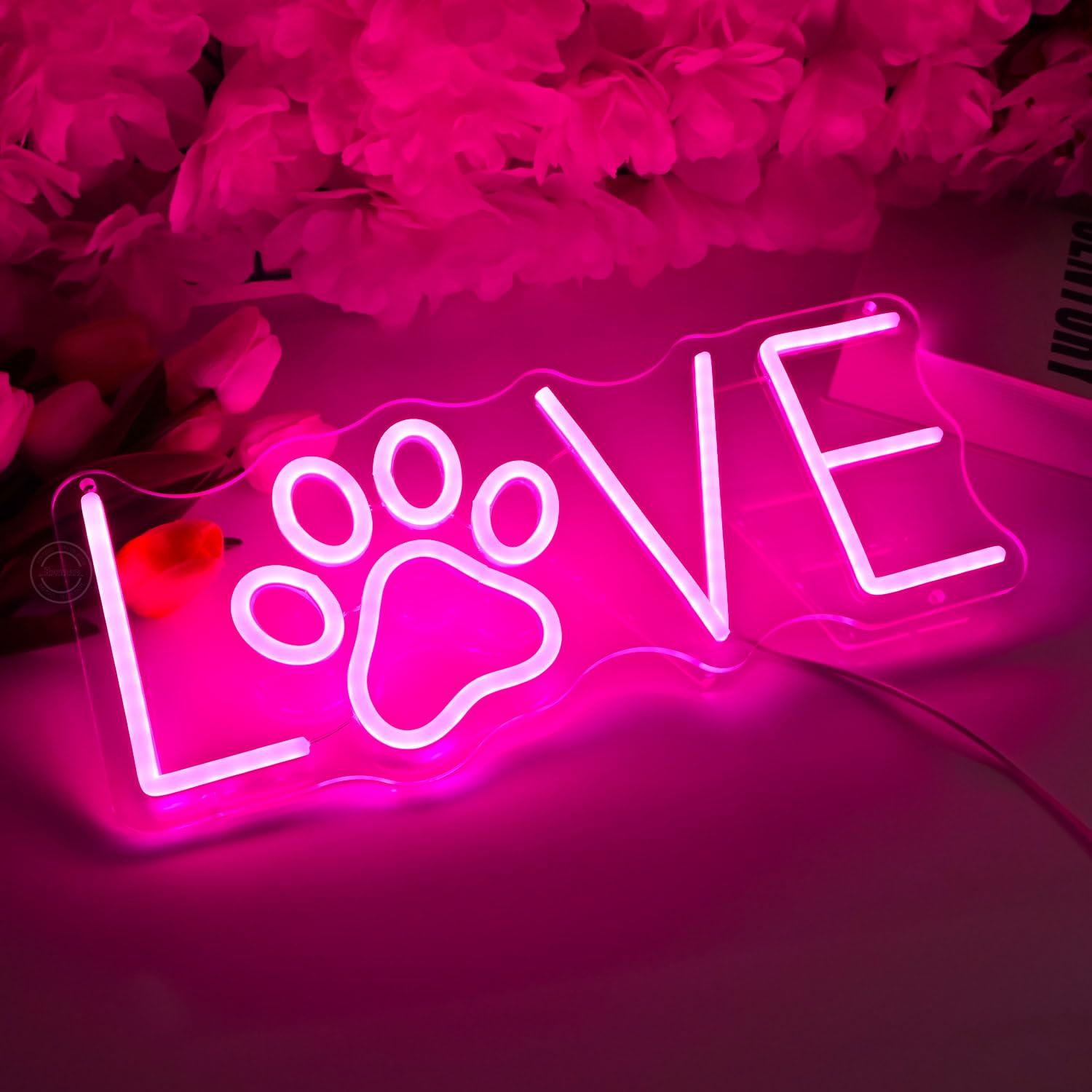 Love Paw Neon Sign USB Dimmabl - Lighting Decor Living Room review and price