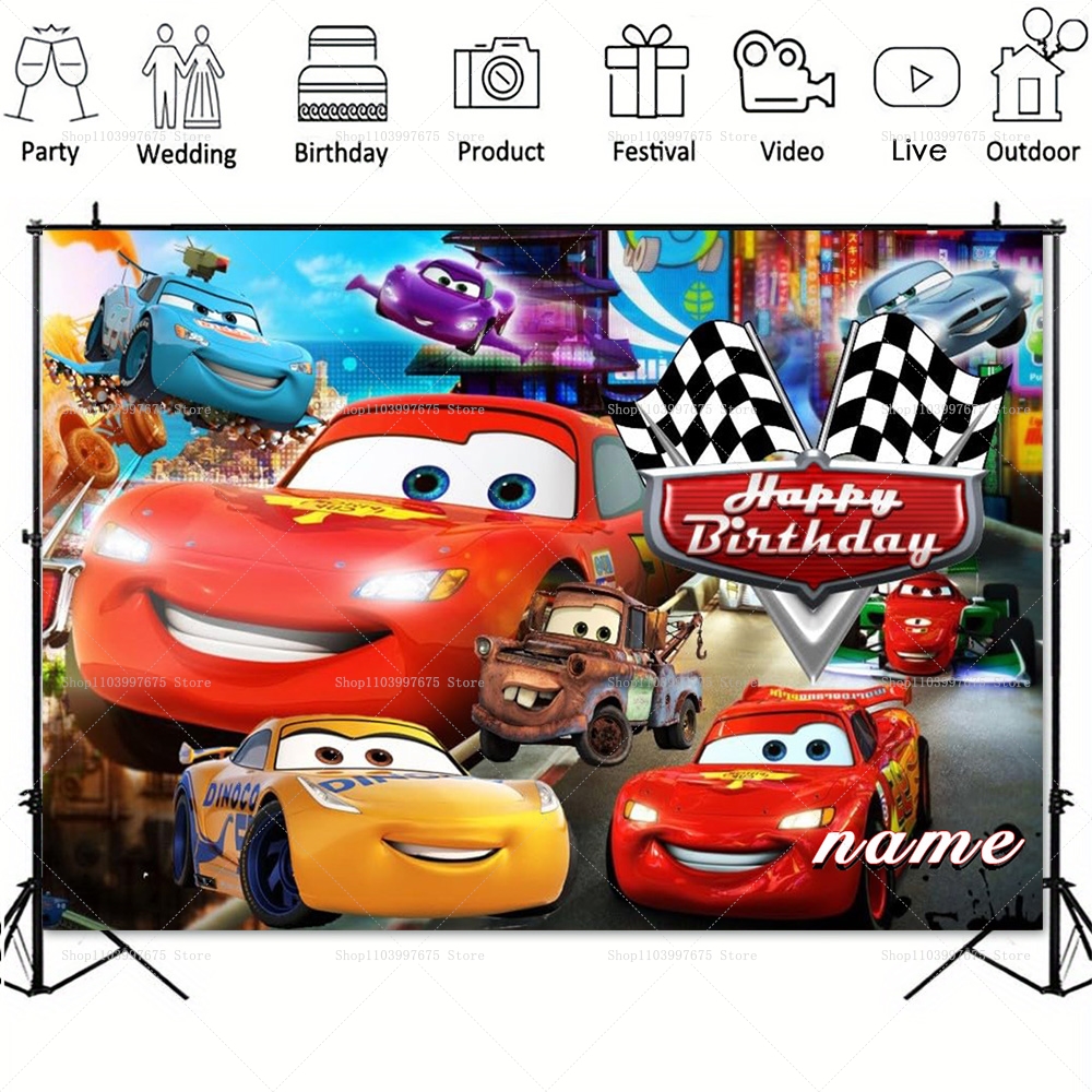 Lightning McQueen Backdrops Ch - Lighting Mcqueen Birthday Decor review and price