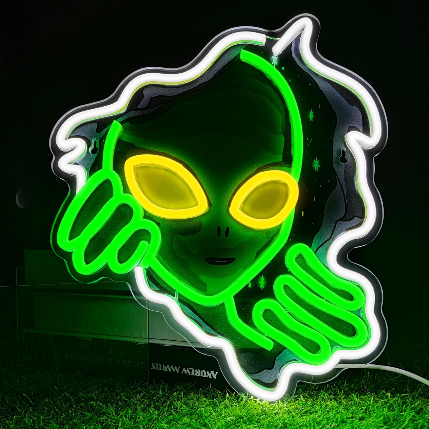 Alien Face Neon Sign Green Glo - Outdoor Lighting Decor Ideas review and price