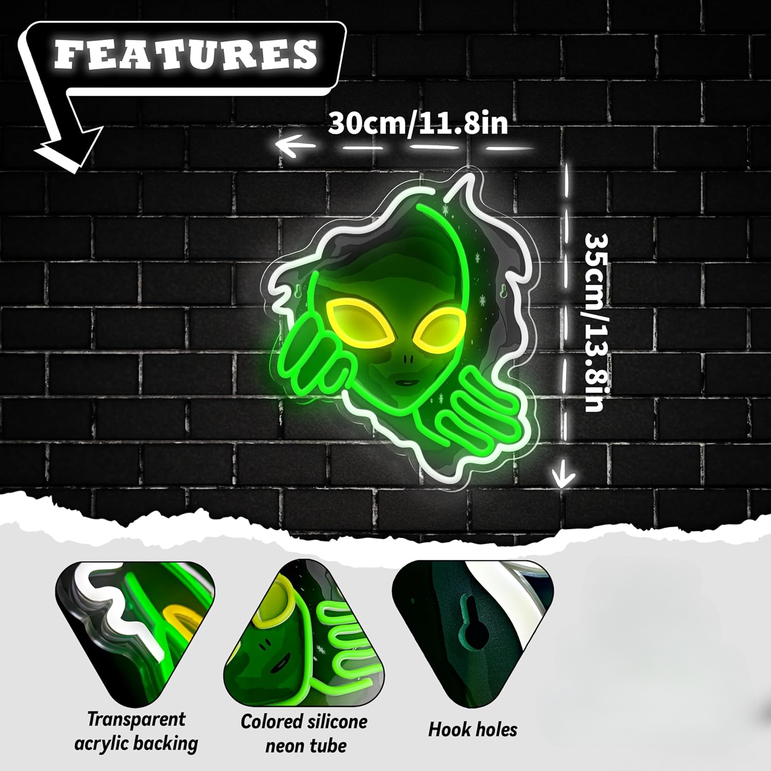 Alien Face Neon Sign Green Glo - Outdoor Lighting Decor Ideas review and price