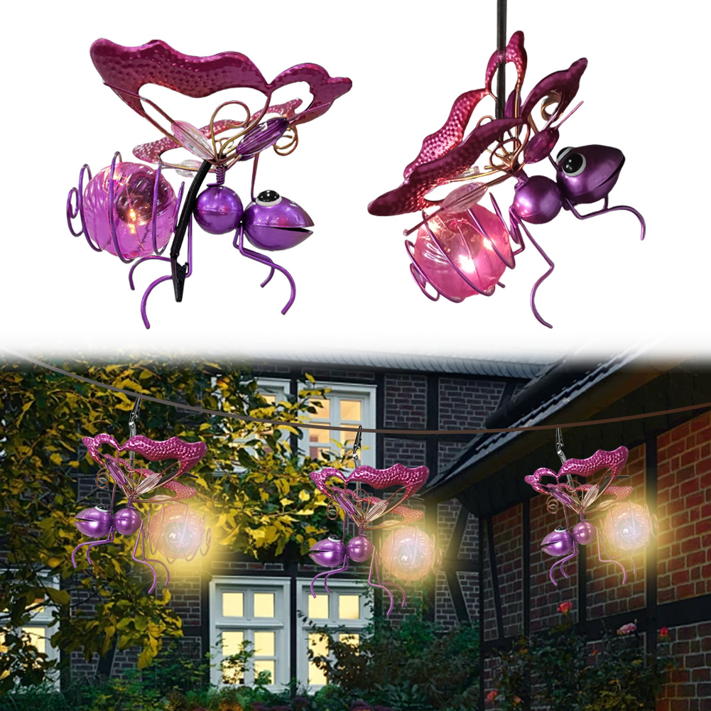 Solar Iron Insect Statue With  - Lighting Bug Decor review and price