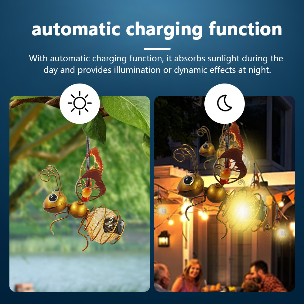 Solar Iron Insect Statue With  - Lighting Bug Decor review and price
