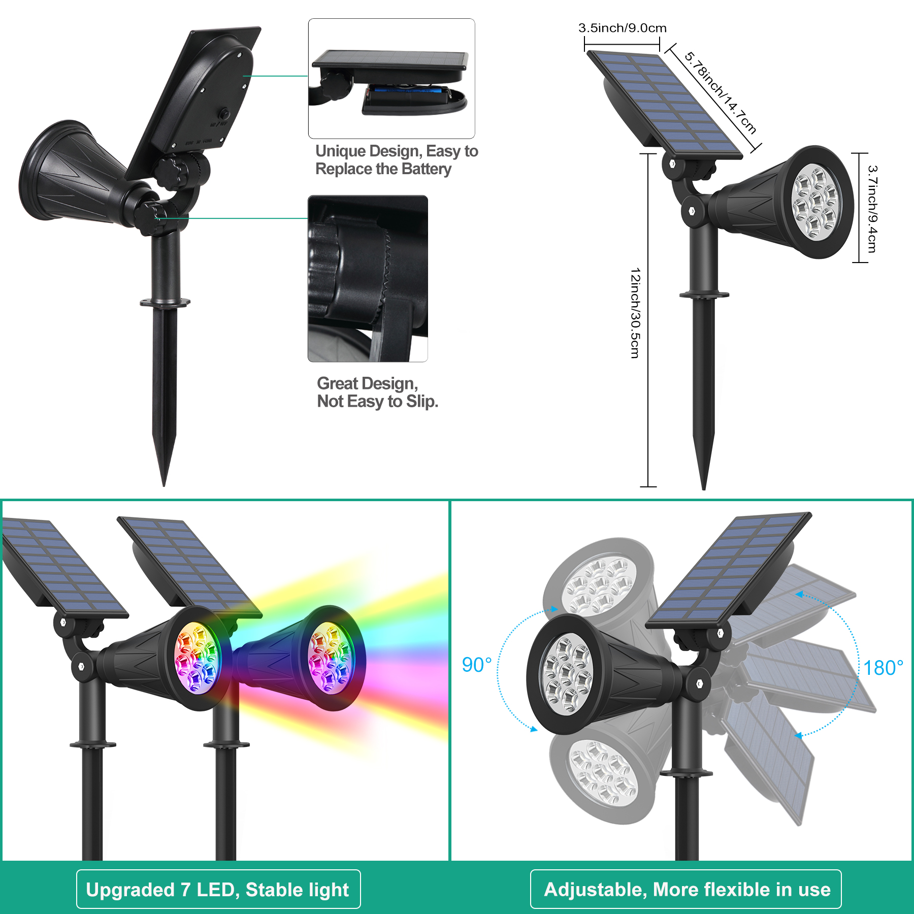 1pc/2pcs 7LED Solar Spotlight  - Lighting Decor Sunrise review and price
