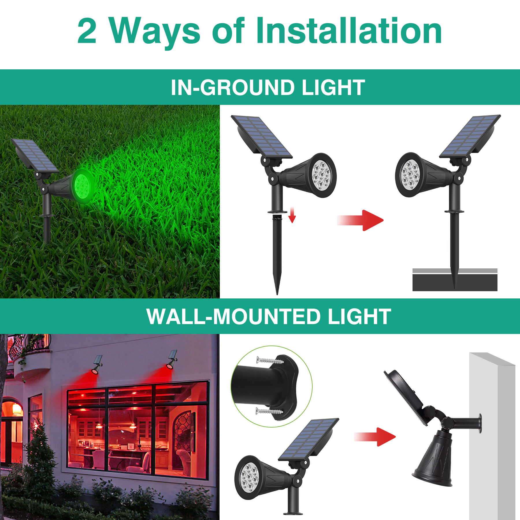 1pc/2pcs 7LED Solar Spotlight  - Lighting Decor Sunrise review and price