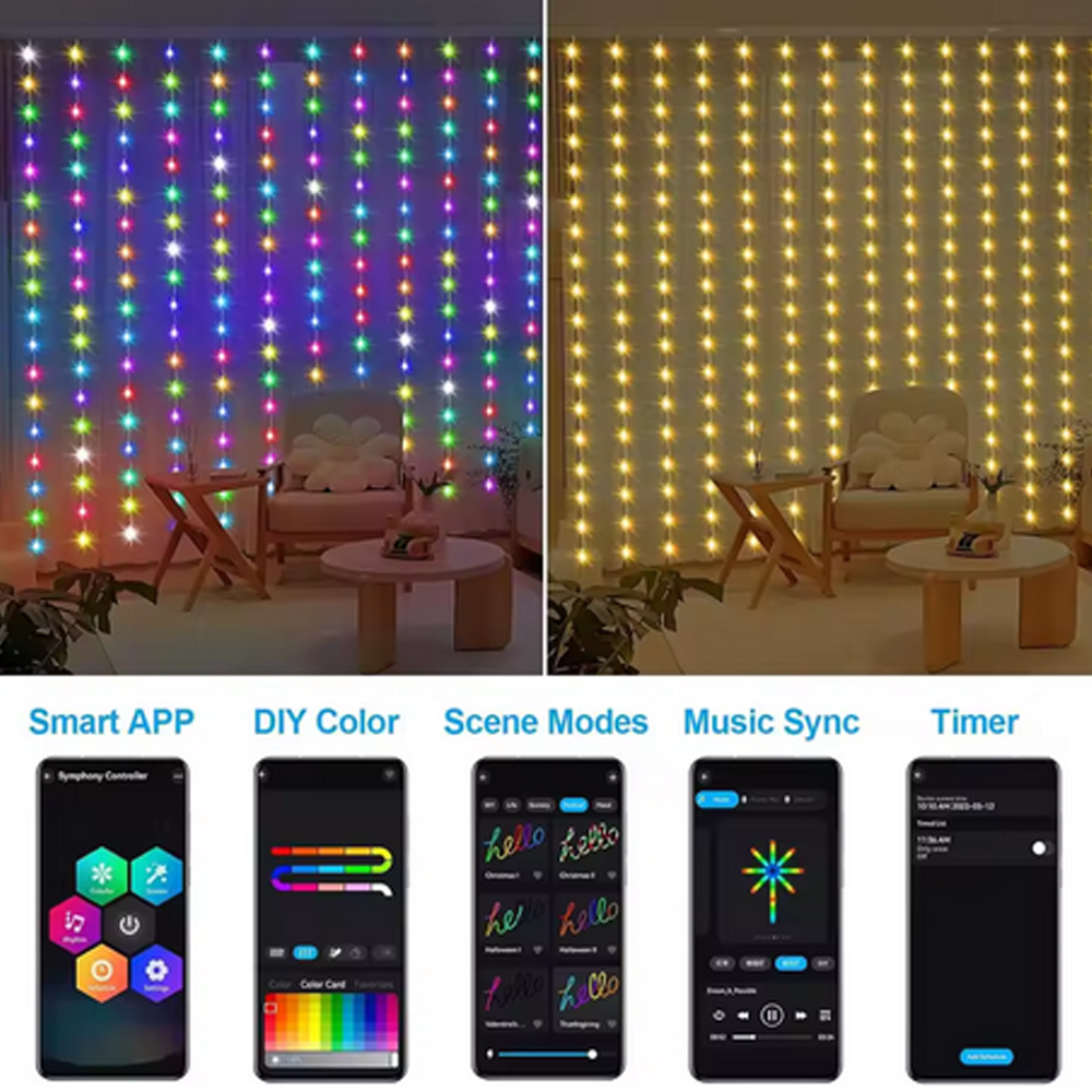 3M RGB Smart LED Curtain Light - Lighting Decoration Outdoor review and price