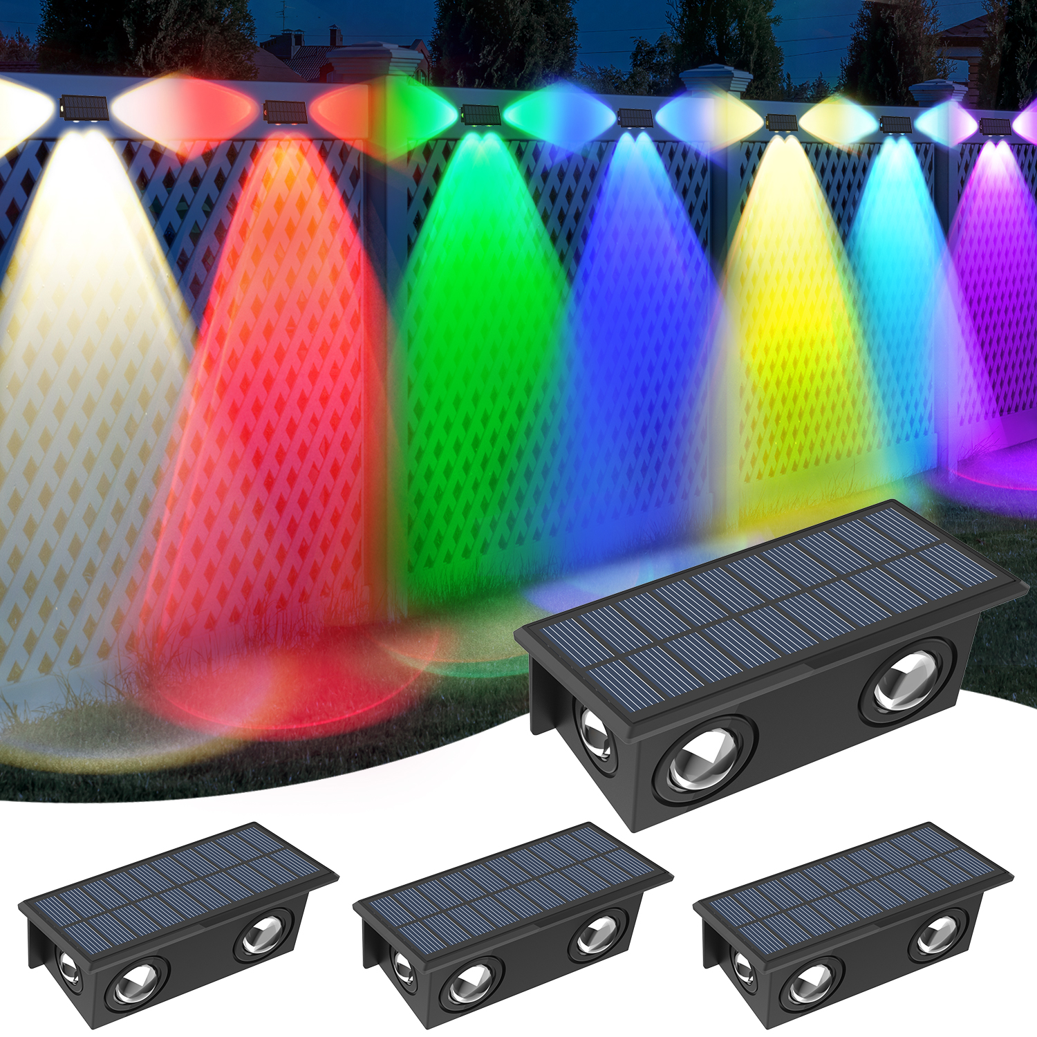 4PCS Solar Fence Light RGB Col - Lighting Decor Sunrise review and price