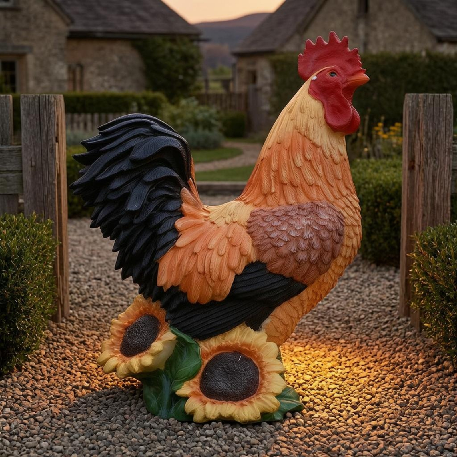 Solar Chicken Garden Sculpture - Outdoor Lighting Decor Ideas review and price
