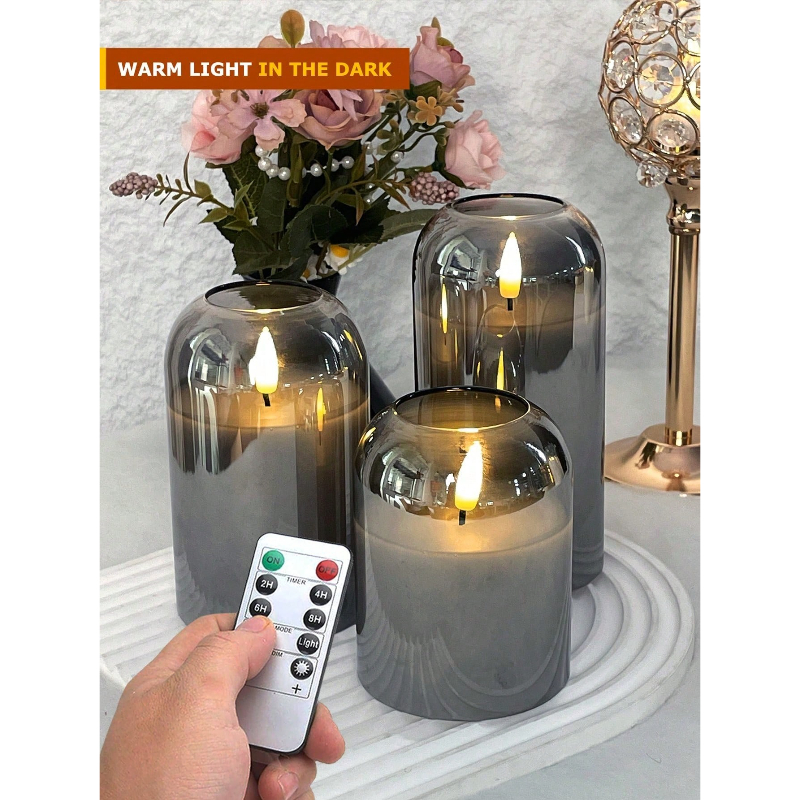 3 Pack Grey Flameless LED Cand - Lightings Decoration review and price